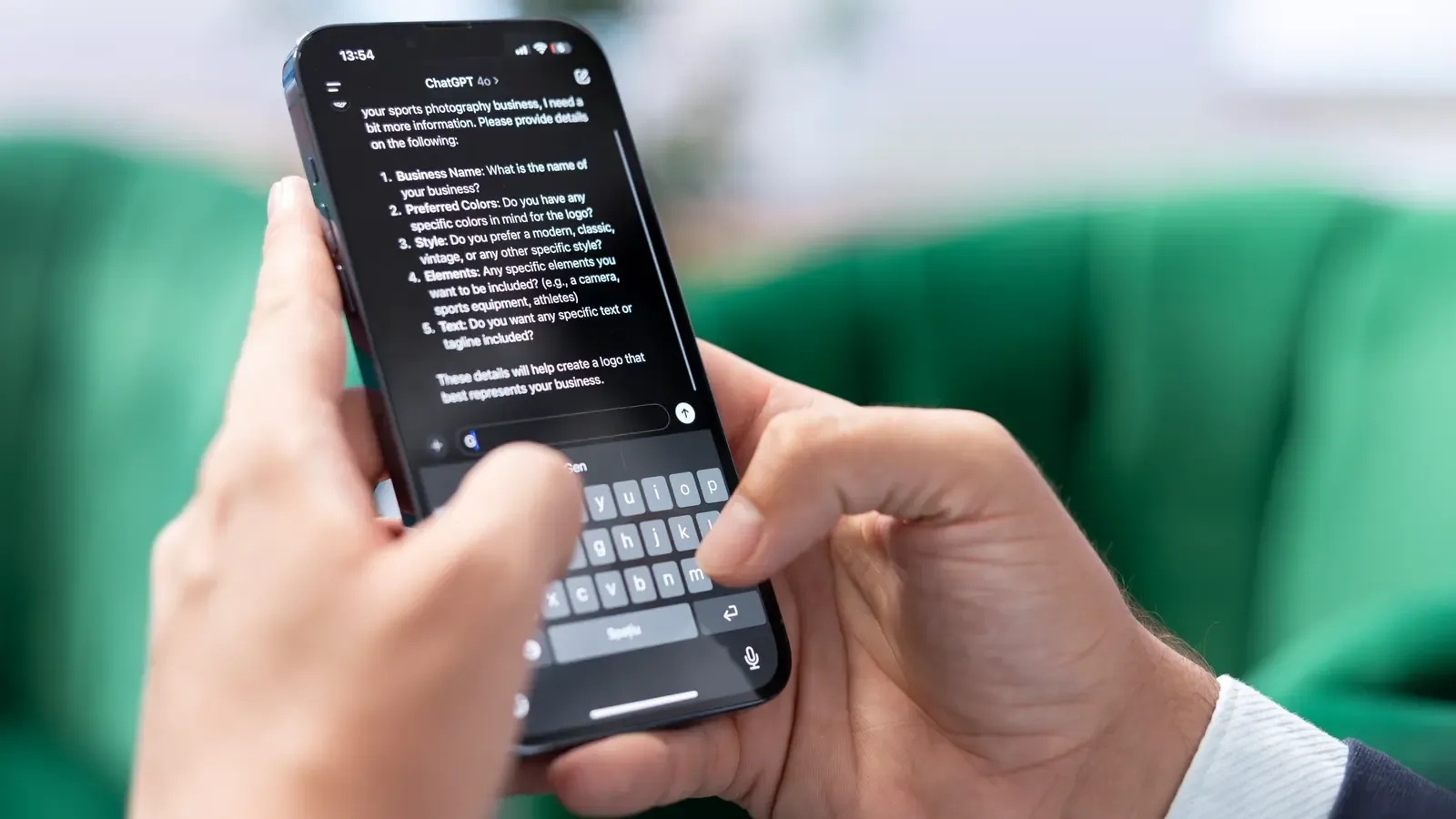 A customer asking an AI assistant for a recommendation on a phone