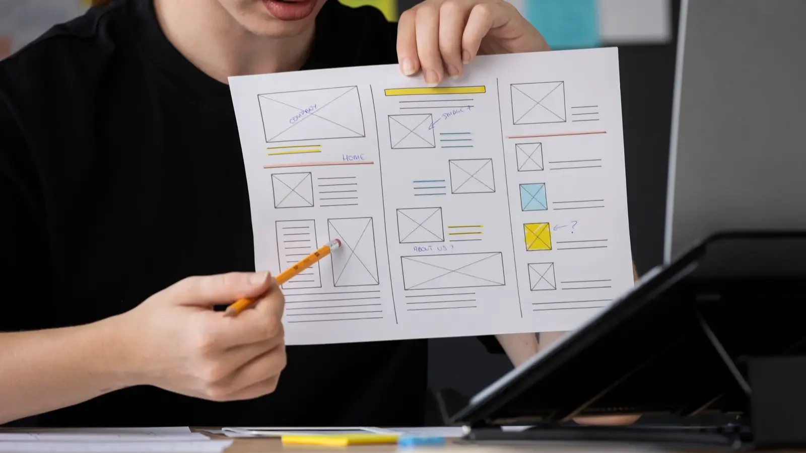 Two people comparing a printed plan side by side